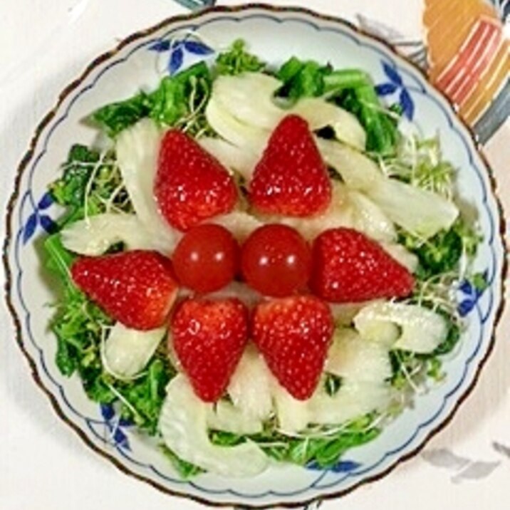 菜の花のサラダに いちごも入れて レシピ 作り方 By 2727椿 楽天レシピ